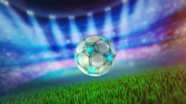 Soccer Ball at the Champions League Stadium Flies on Camera in Slow Motion