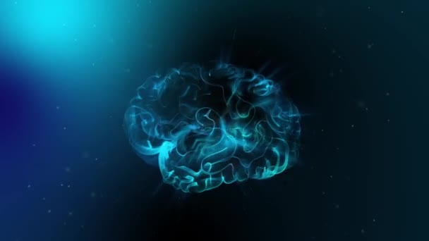 3D Animation of Brain Impulses in Blue Background (en inglés). Cerebro girando con mri Scan — Vídeos de Stock