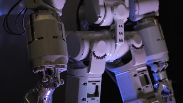 Cyborg Robot Artificiell intelligens i den tekniska miljön — Stockvideo