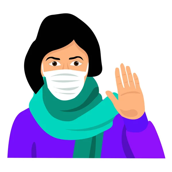 Çin Coronavirus Roman Coronavirus 2019 Ncov Kadın Sağlık Maskesi Grip — Stok Vektör