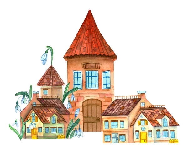 Fantastische cartoon sprookje huis illustratie — Stockfoto