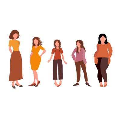 Mutlu kadınlar ya da kızlar birlikte ayakta ve el ele tutuşuyor.