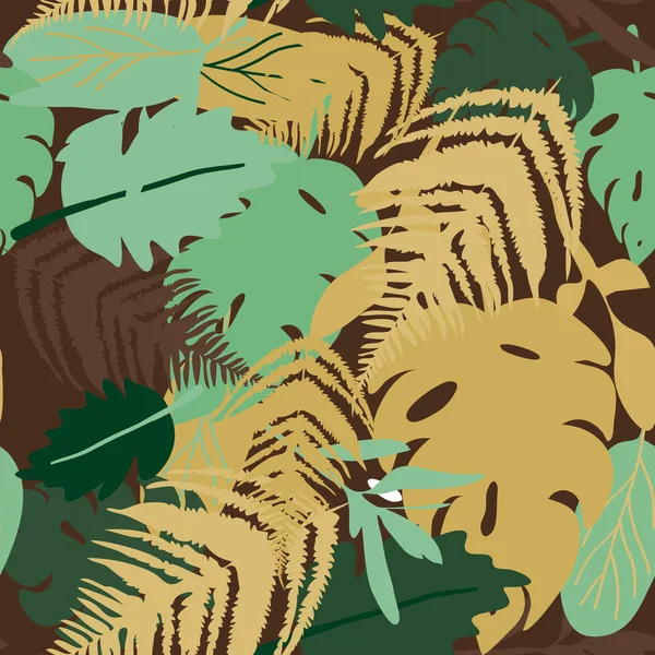 Verano colorido patrón hawaiano sin costuras con plantas tropicales . — Vector de stock