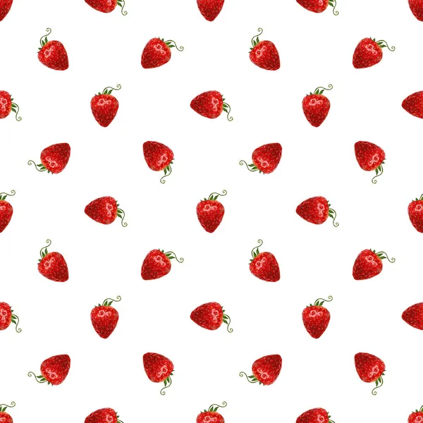 Seamless Tropical Pattern Strawberry Tasty Fruit Fresh Black White Sketch — Stock Photo, Image
