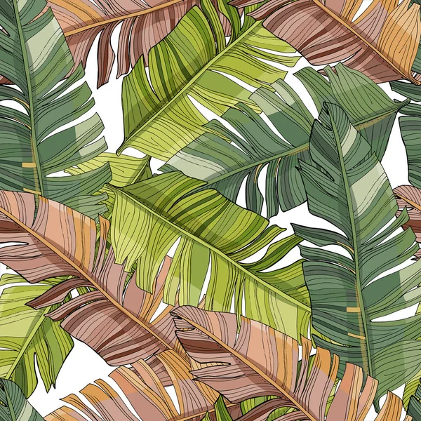 Folhas Palma Tropicais Floresta Folha Vetor Sem Costura Floral Padrão —  Vetores de Stock