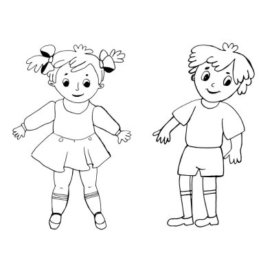 Renkler için renkli siyah beyaz desenler. Bir kız ve bir erkek resmedilmiş. Çocuklar ve yetişkinler için boyama sayfaları. Vektör görüntüsü. Düğün dekorasyonu. Devre.