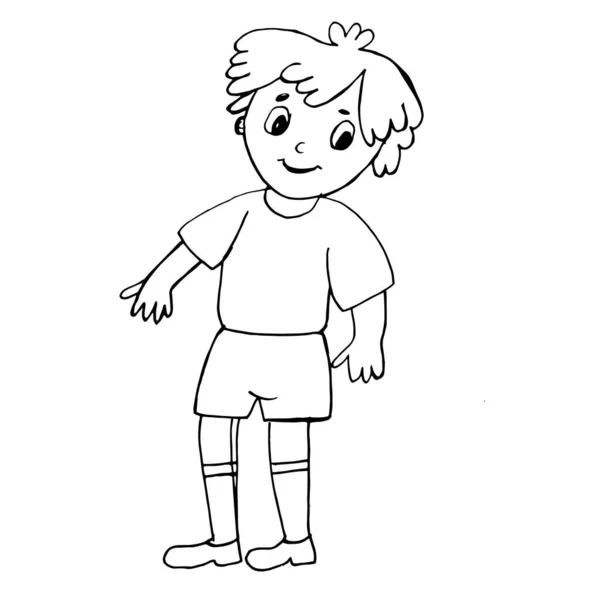 Barevný Černobílý Vzor Pro Zbarvení Ilustrace Chlapce Omalovánky Pro Děti — Stockový vektor