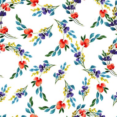 Yabani otlar ve çiçeklerle kusursuz desen. Tarla bitkileri Klasik çizim oranı