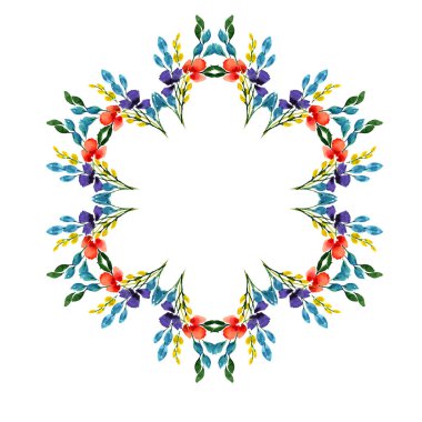 Yuvadaki yumurtaların, beyaz arka planda izole edilmiş bahar dallarının ve çiçeklerin Seth çizimi. Paketler, kartlar, tekstil, posterler, reklamlar, giysiler için el boyaması şirin resimler..