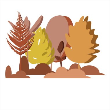 Bitkiler ve yapraklarla basit düz arkaplanda vektör illüstrasyonu - tebrik kartları, posterler, afişler ve posterler için arkaplan.