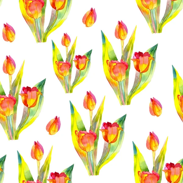 Pola Musim Semi Mulus Dengan Gaya Bunga Merah Muda Yang — Stok Foto