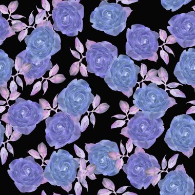 Yağ çizimi. Farklı kırmızı çiçeklerin kusursuz deseni gül ve beyaz arka planda güller bırakır. Tekstil, ambalaj kağıdı, ambalaj kağıdı, masa örtüsü, bez, perde, duvar kağıdı yaratmak için.