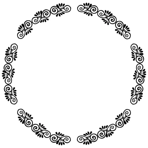 Hermosos Marcos Arte Línea Blanco Negro Borde Ornamento Floral Abstracto — Vector de stock