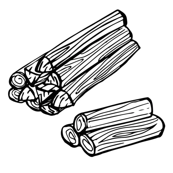 Иллюстрационная Стопка Дров Белом Фоне Лес Сжигающий Дрова Приготовления Супа — стоковый вектор