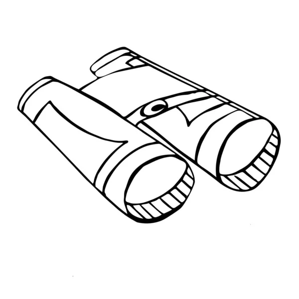 Icona Binocolo Simbolo Binoculare Segnale Strumento Ottico Linee Bianche Nere — Vettoriale Stock