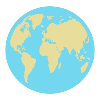 Dünya gezegeni. Düz çizim. Beyazda izole edilmiş. Karantina koronavirüsü posteri için elle çizilmiş tasarım ögesi.