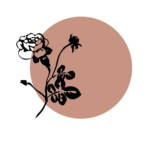 Modèle tribal minimaliste monochrome avec soleil ethnique et fleur de rose. Inspiré par les signes de la culture gothique . — Image vectorielle