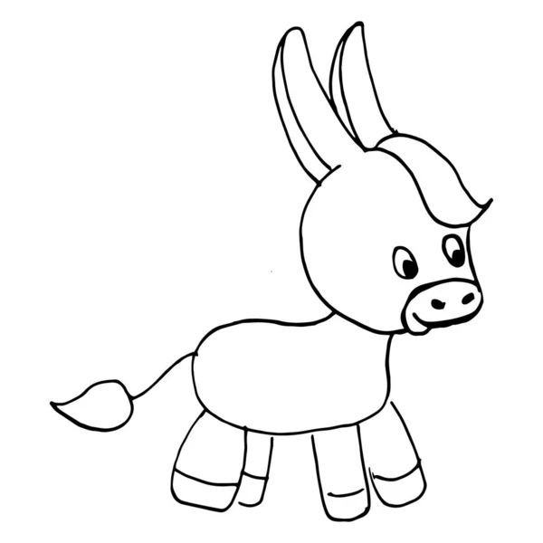 Patrón colorido y blanco y negro para colorear. Ilustración de burro lindo . — Vector de stock