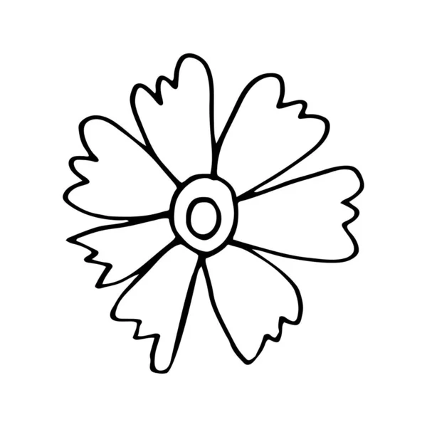 Kolorowy Czarno Biały Wzór Kolorowania Ilustracja Kwiatka Daisy Kolorowanki Dla — Wektor stockowy