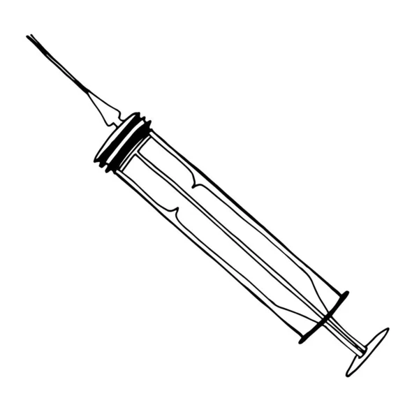 Syringe Sketch Doodle Style Vector Illustration Inoculate Cure Diseases Disease — Stock Vector