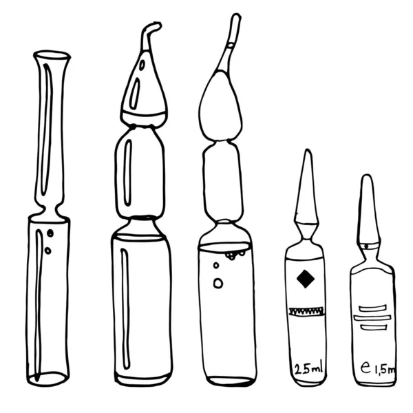 Ampule Gyógyszerrel Antidotum Izolált Fehér Alapon Gyógyszer Üres Üveg Műanyag — Stock Vector