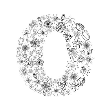 Klasik çiçek alfabesi. Bukvaa o. El çizimi vektör çizimi. Portföyümde başka mektuplar da var. Kapaklar, menüler, markalar, etiketler, kahve, çay paketleme tasarımı için elverişli.