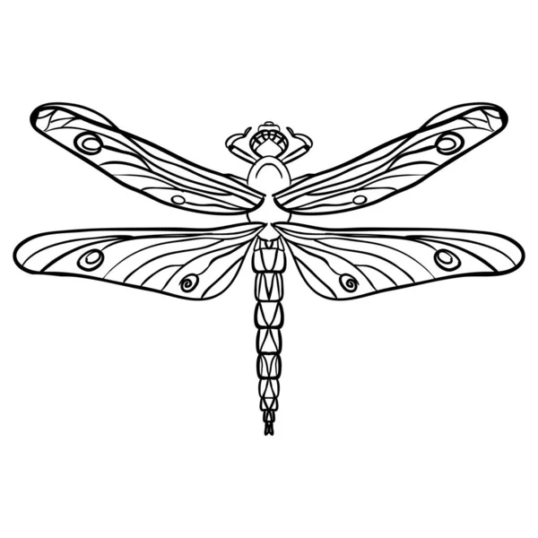 Doodles Design Dragonfly Design Element Adult Coloring Book Pages Design — Stock Vector