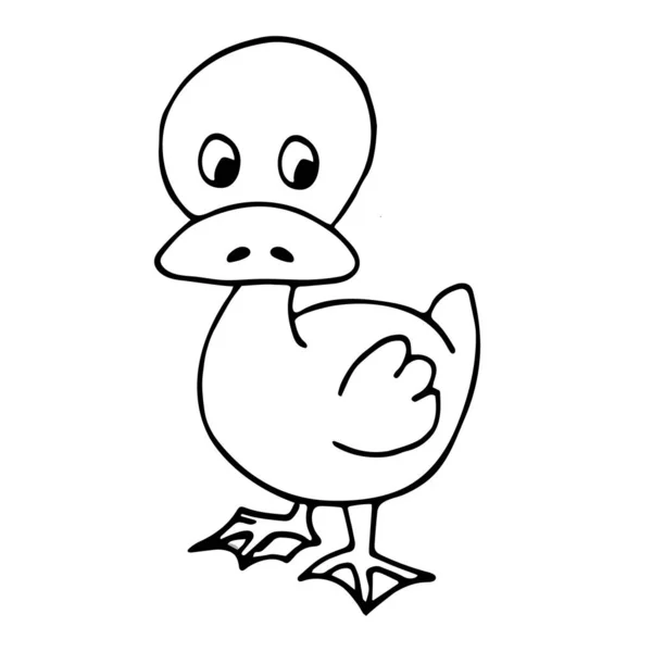 Malbuch Für Entenspielzeug Vereinzelt Auf Weißem Hintergrund Linienkunst Vektorillustration Malbuch — Stockvektor