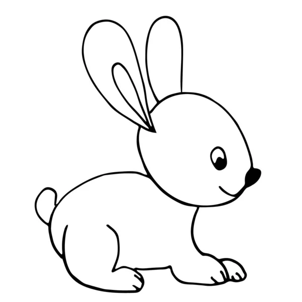 Lepre Illustrazione Vettoriale Bianco Nero Libro Colorare Coniglietto Pasqua Modello — Vettoriale Stock