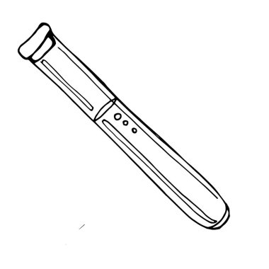 Coronavirus testi. Virüsleri tespit etmek için biyolojik madde, kan ve tükürük için. Nazofarinks 'ten alınan örnekler için test tüpleri. Vektör illüstrasyonu Doodle vektör çizimi.