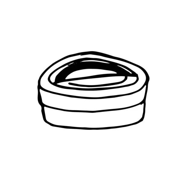 Круглая Плоская Банка Мазью Белом Фоне Контурный Логотип Черные Чернила — стоковый вектор