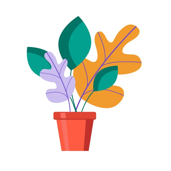 Blumentopf vorhanden. Natur Cartoon Vektor Illustration des Blattes der Blumen. — Stockvektor