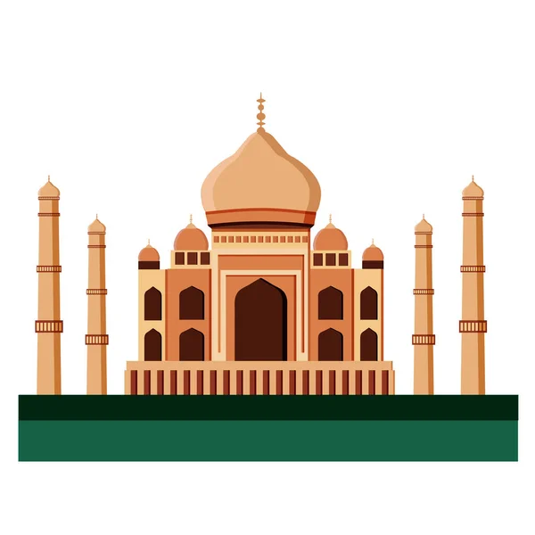 Taj Mahal. Un mausolée de mosquée de marbre blanc situé à Agra, en Inde, sur les rives de la rivière Yamuna à Agra . — Image vectorielle