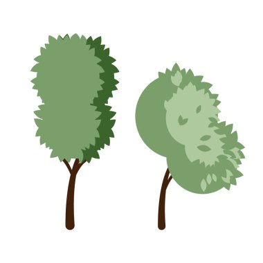 Yeşil çizgi film ağacı. Yaprak döken ağaç. Tasarım için izole nesne.