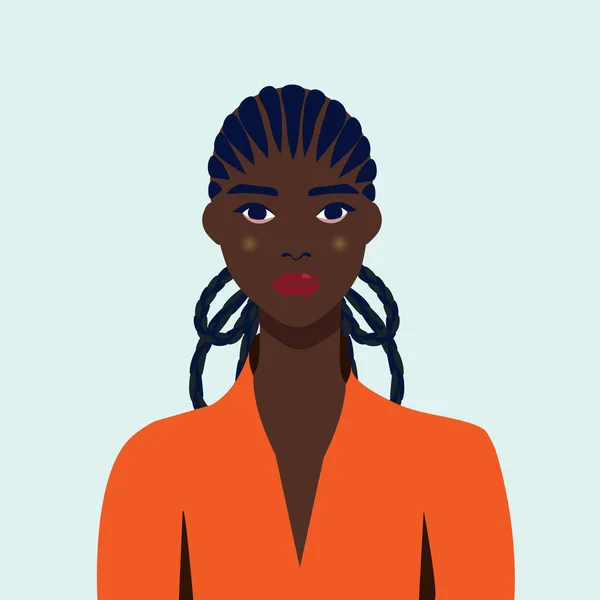 Ritratto Una Bellissima Donna Africana Con Orecchino Ritratto Femminile Concetto — Vettoriale Stock
