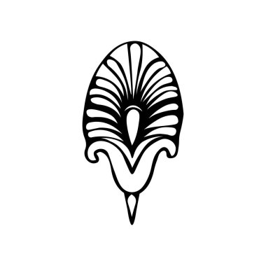 Etnik hilal ve zambak çiçekli tek krom minimalist kabile deseni. İlkel Aborjin kültürünün işaretlerinden esinlenilmiştir. Tekstil, kağıt, hatıra defteri için beyaz arkaplan üzerindeki vektör.