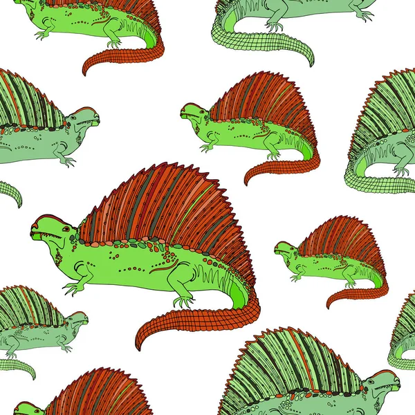 Płynny Wzór Jurajskich Dinozaurów Postać Kreskówki Projektowania Tekstyliów Dla Dzieci — Wektor stockowy