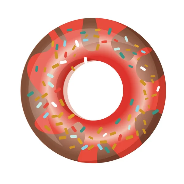 Donut Glaseado Con Crema Aislada Sobre Fondo Blanco Donuts Lindos — Vector de stock