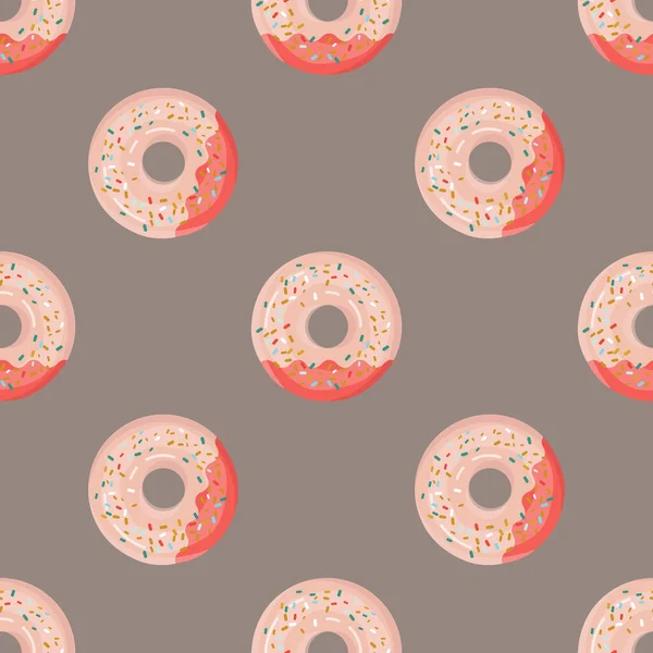 Padrão Sem Costura Com Donuts Coloridos Esmalte Fundo Café Vista —  Vetores de Stock
