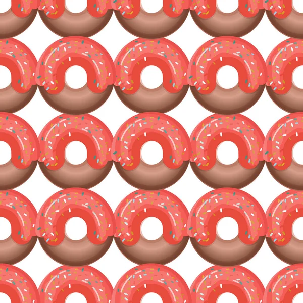 Padrão Sem Costura Com Donuts Coloridos Gelo Fundo Branco Vista — Vetor de Stock