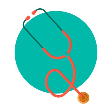 Stetoskop grafik ikonu. Beyaz arka planda steteskop işareti var. Sembol tıbbı. Vektör çizimi. İlaç, çıkartma, pankart tasarımları için..