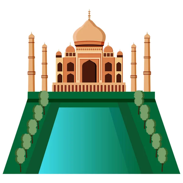 Taj Mahal Biały Marmurowy Meczet Mauzoleum Znajduje Się Agra Indie — Wektor stockowy