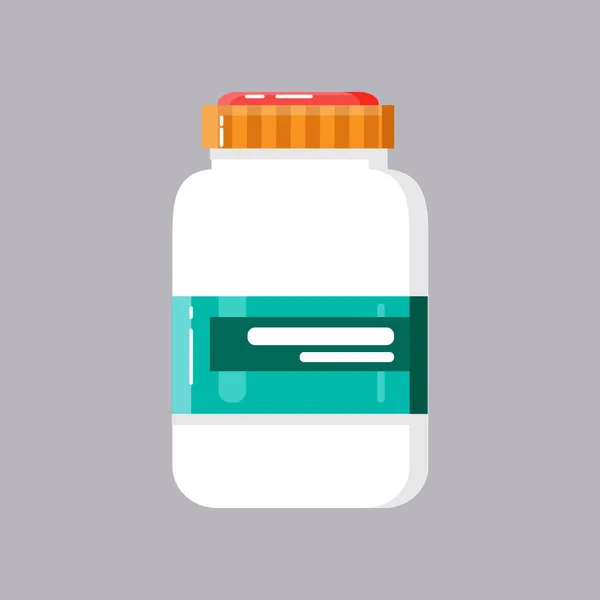 Bottiglia Con Etichetta Alimenti Pillole Capsule Ricette Vitamine Ecc Isolato — Vettoriale Stock