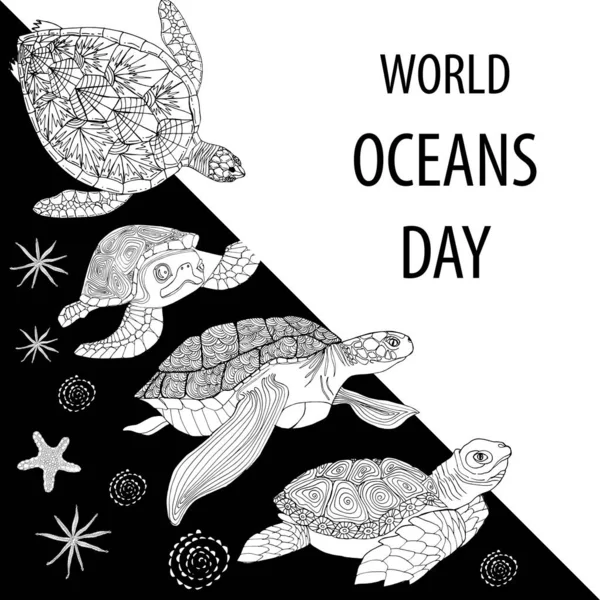 Journée Mondiale Océan Une Fête Dédiée Protection Conservation Des Océans — Image vectorielle