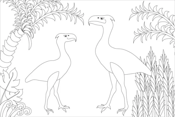 Bird Dinosaurie Ritning Linjer Vektor Lämplig För Alla Grafiska Designprojekt — Stock vektor