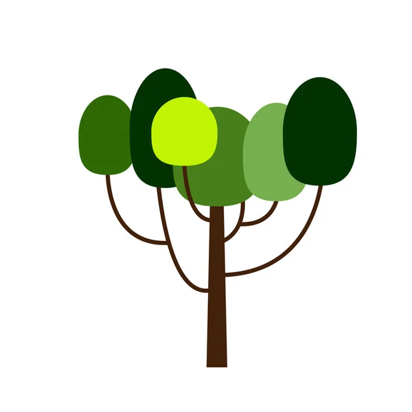 Grönt tecknat träd. Lövträd. Isolerat föremål för design. — Stock vektor