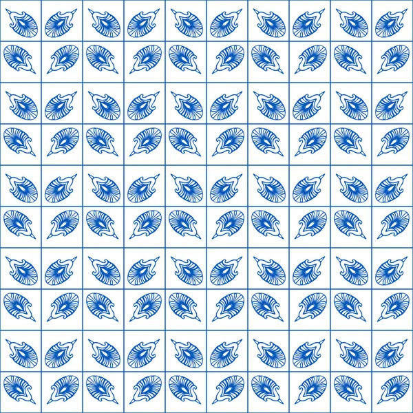 Indigo Blue Tile Modello Senza Soluzione Continuità Colorato Tradizionale Dipinto — Vettoriale Stock