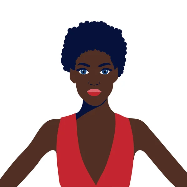 Portrait Une Belle Femme Africaine Avec Boucle Oreille Portrait Féminin — Image vectorielle