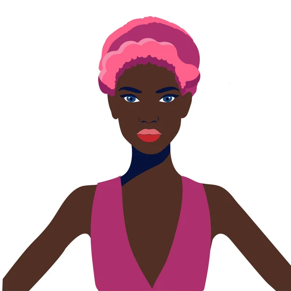 Портрет Красивой Африканской Женщины Сережкой Женский Портрет Концепция Черной Красоты — стоковый вектор