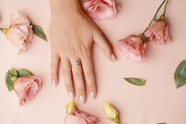 Kadın parmağında yüzük.